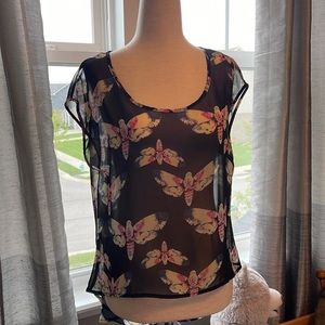 Teenage Runaway size small moth high low sheer top